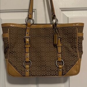 Coach Brown and Tan Shoulder Bag